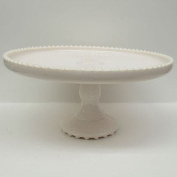 Jeannette Glass Vintage SHELL PINK HARP 10 In Footed Cake Stand Cake Plate - HTF - Picture 2 of 6